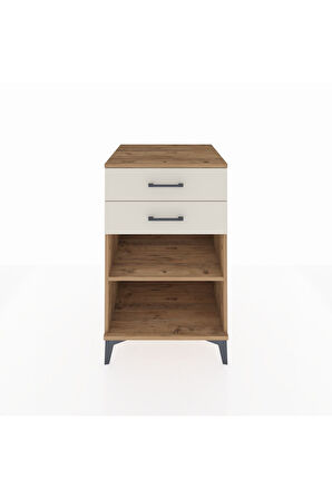 Kronos Komodin Tek Raflı 2 Çekmeceli 60x59x96 Çam-Aytaşı