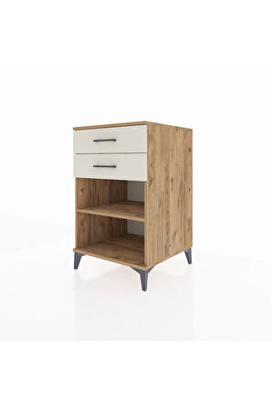 Kronos Komodin Tek Raflı 2 Çekmeceli 60x59x96 Çam-Aytaşı