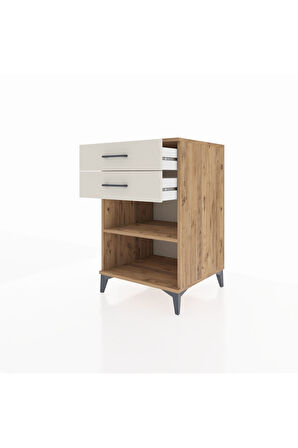 Kronos Komodin Tek Raflı 2 Çekmeceli 60x59x96 Çam-Aytaşı