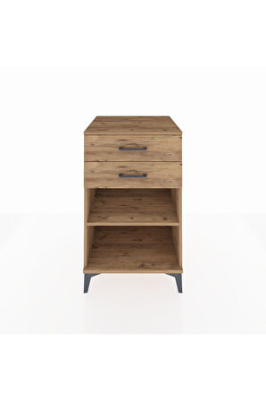 Kronos Komodin Tek Raflı 2 Çekmeceli 60x59x96 Çam-Çam