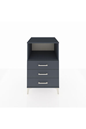 Kronos Komodin Tek Raflı 3 Çekmeceli 60x59x96 Antrasit-Antrasit