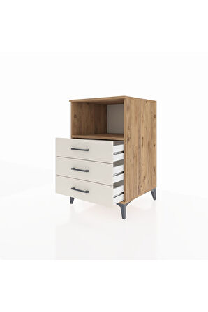 Kronos Komodin Tek Raflı 3 Çekmeceli 60x59x96 Çam-Aytaşı