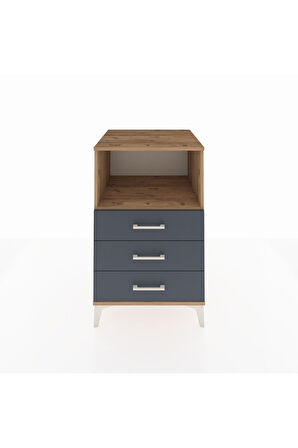 Kronos Komodin Tek Raflı 3 Çekmeceli 60x59x96 Çam-Antrasit