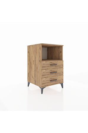 Kronos Komodin Tek Raflı 3 Çekmeceli 60x59x96 Çam-Çam