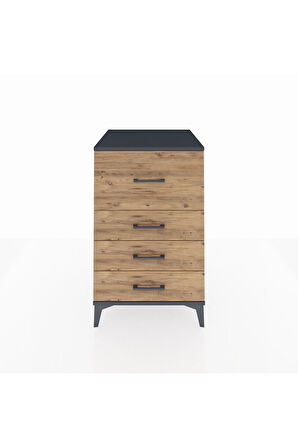 Kronos Komodin 4 Çekmeceli 60x59x96 Antrasit-Çam