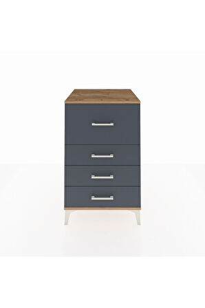 Kronos Komodin 4 Çekmeceli 60x59x96 Çam-Antrasit