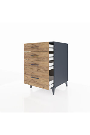 Kronos Komodin 4 Çekmeceli 60x59x96 Antrasit-Çam