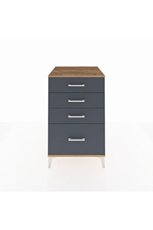 Kronos Komodin 4 Çekmeceli 60x59x96 Çam-Antrasit