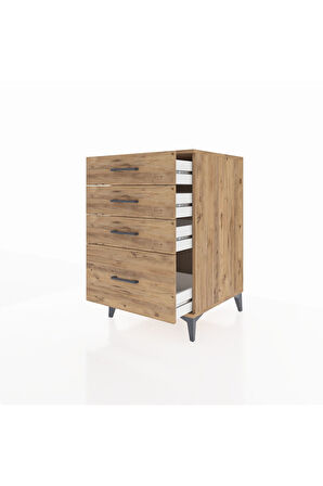 Kronos Komodin 4 Çekmeceli 60x59x96 Çam-Çam