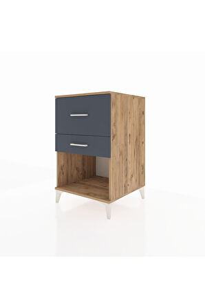Kronos Komodin 2 Çekmeceli 60x59x96 Çam-Antrasit