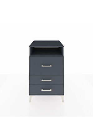 Kronos Komodin Tek Raflı 3 Çekmeceli 60x59x96 Antrasit-Antrasit