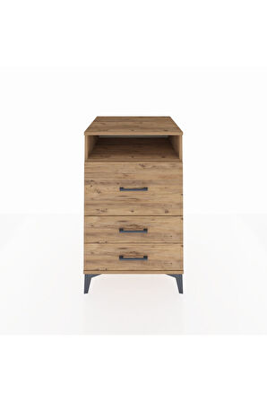 Kronos Komodin Tek Raflı 3 Çekmeceli 60x59x96 Çam-Çam