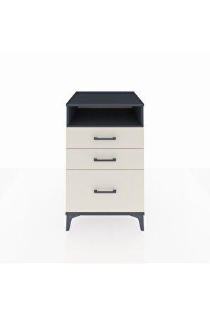 Kronos Komodin Tek Raflı 3 Çekmeceli 60x59x96 Antrasit-Aytaşı