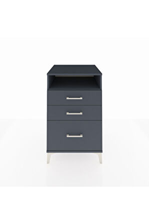 Kronos Komodin Tek Raflı 3 Çekmeceli 60x59x96 Antrasit-Antrasit
