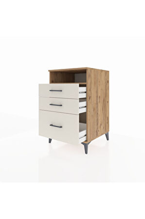 Kronos Komodin Tek Raflı 3 Çekmeceli 60x59x96 Çam-Aytaşı