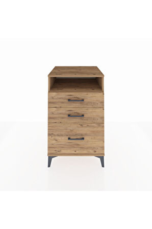 Kronos Komodin Tek Raflı 3 Çekmeceli 60x59x96 Çam-Çam