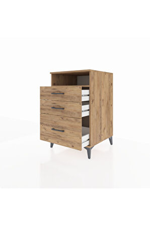 Kronos Komodin Tek Raflı 3 Çekmeceli 60x59x96 Çam-Çam