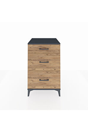 Kronos Komodin 3 Çekmeceli 60x59x96 Antrasit-Çam