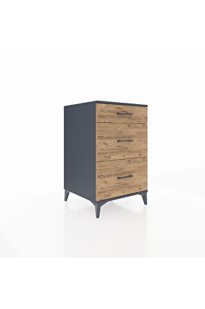 Kronos Komodin 3 Çekmeceli 60x59x96 Antrasit-Çam