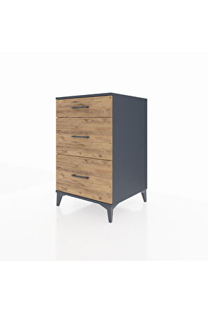 Kronos Komodin 3 Çekmeceli 60x59x96 Antrasit-Çam