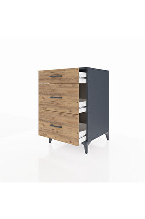 Kronos Komodin 3 Çekmeceli 60x59x96 Antrasit-Çam
