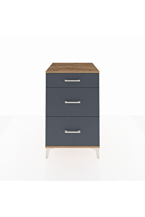 Kronos Komodin 3 Çekmeceli 60x59x96 Çam-Antrasit