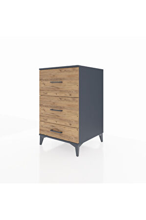 Kronos Komodin 3 Çekmeceli 60x59x96 Antrasit-Çam