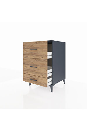 Kronos Komodin 3 Çekmeceli 60x59x96 Antrasit-Çam
