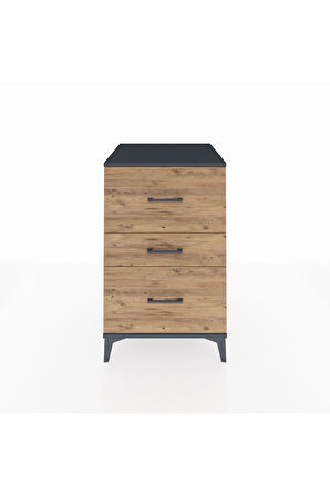 Kronos Komodin 3 Çekmeceli 60x59x96 Antrasit-Çam
