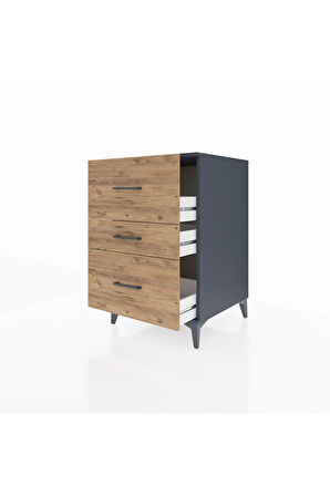 Kronos Komodin 3 Çekmeceli 60x59x96 Antrasit-Çam