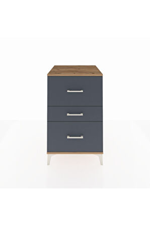 Kronos Komodin 3 Çekmeceli 60x59x96 Çam-Antrasit