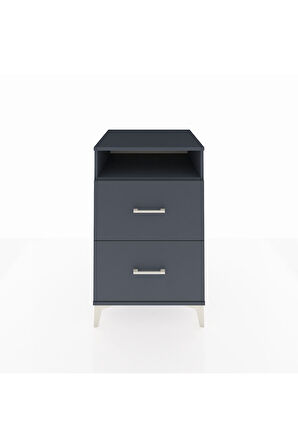 Kronos Komodin Tek Raflı 2 Çekmeceli 60x59x96 Antrasit-Antrasit