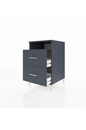 Kronos Komodin Tek Raflı 2 Çekmeceli 60x59x96 Antrasit-Antrasit