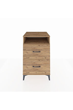 Kronos Komodin Tek Raflı 2 Çekmeceli 60x59x96 Çam-Çam