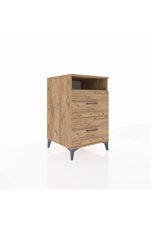 Kronos Komodin Tek Raflı 2 Çekmeceli 60x59x96 Çam-Çam