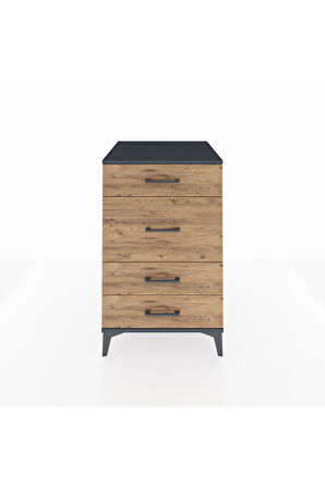 Kronos Komodin 4 Çekmeceli 60x59x96 Antrasit-Çam