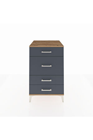 Kronos Komodin 4 Çekmeceli 60x59x96 Çam-Antrasit