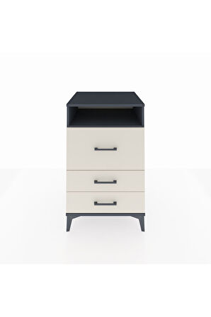 Kronos Komodin Tek Raflı 3 Çekmeceli 60x59x96 Antrasit-Aytaşı