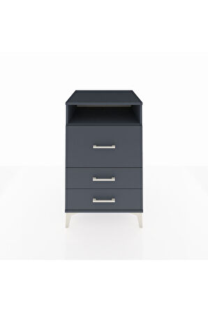 Kronos Komodin Tek Raflı 3 Çekmeceli 60x59x96 Antrasit-Antrasit