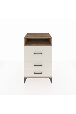 Kronos Komodin Tek Raflı 3 Çekmeceli 60x59x96 Çam-Aytaşı