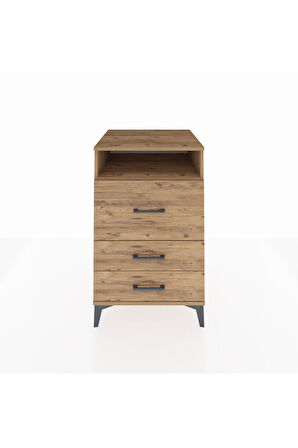 Kronos Komodin Tek Raflı 3 Çekmeceli 60x59x96 Çam-Çam