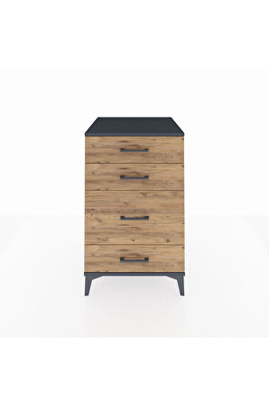 Kronos Komodin 4 Çekmeceli 60x59x96 Antrasit-Çam