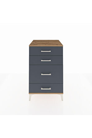 Kronos Komodin 4 Çekmeceli 60x59x96 Çam-Antrasit