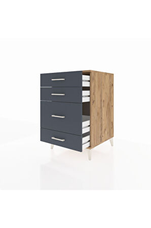 Kronos Komodin 4 Çekmeceli 60x59x96 Çam-Antrasit