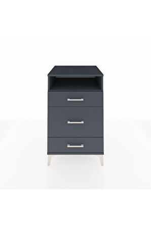 Kronos Komodin Tek Raflı 3 Çekmeceli 60x59x96 Antrasit-Antrasit