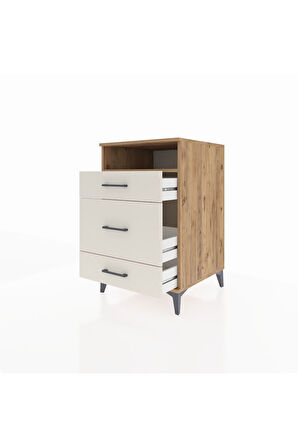 Kronos Komodin Tek Raflı 3 Çekmeceli 60x59x96 Çam-Aytaşı