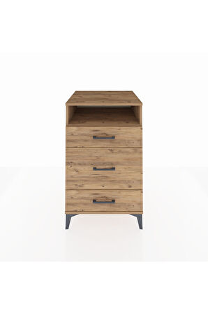 Kronos Komodin Tek Raflı 3 Çekmeceli 60x59x96 Çam-Çam