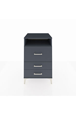 Kronos Komodin Tek Raflı 3 Çekmeceli 60x59x96 Antrasit-Antrasit