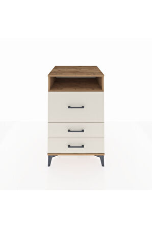 Kronos Komodin Tek Raflı 3 Çekmeceli 60x59x96 Çam-Aytaşı