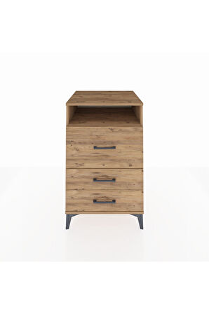 Kronos Komodin Tek Raflı 3 Çekmeceli 60x59x96 Çam-Çam